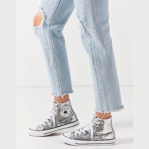 converse silver sequin sneakers